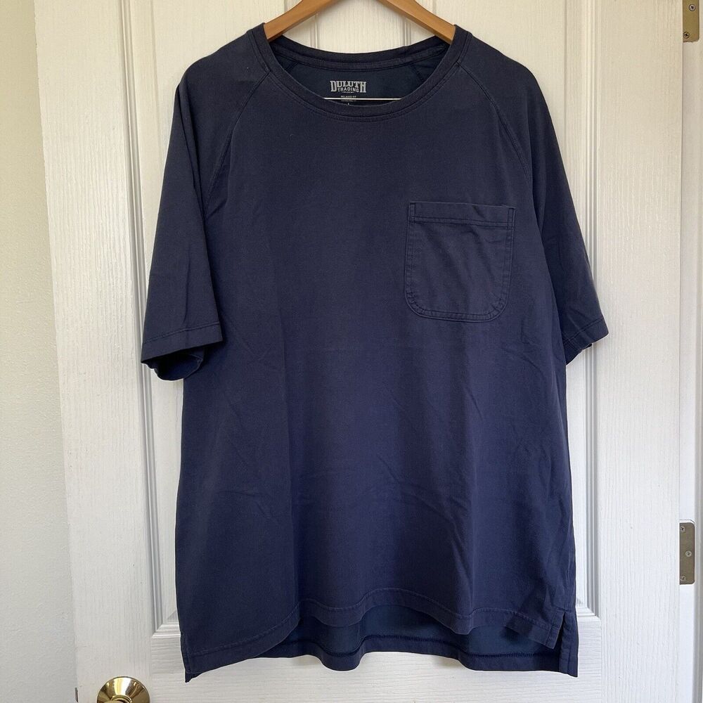 Duluth Trading Relaxed Fit Longtail T Shirt‎ Raglan Baseball Short Sleeve Navy L